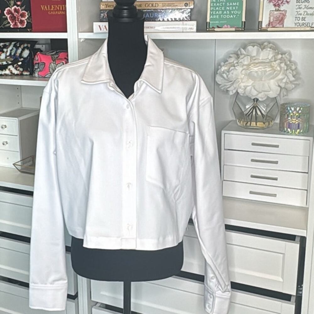 Good American White Cropped Shirt Size 4 (XL). White. - Picture 11 of 12